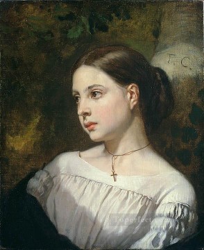 Thomas Couture Painting - Portrait of a Girl figure painter Thomas Couture